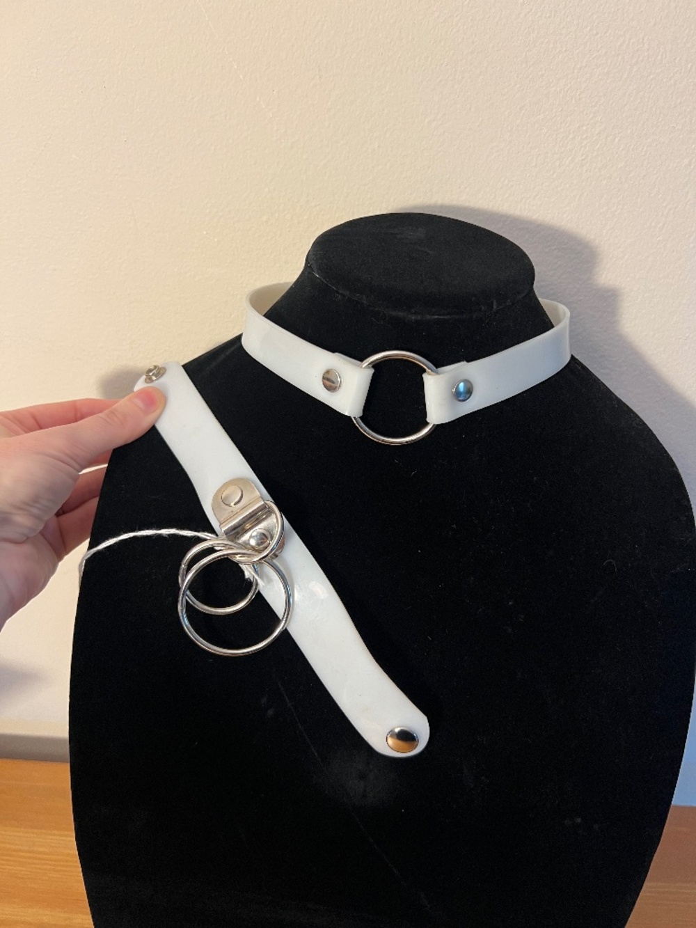 White Vinyl Choker and Bracelet set